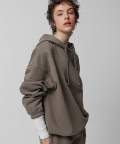 Kobieta OUTHORN Bluzy Oversize | Bluza Oversize Z Kapturem Damska - Khaki