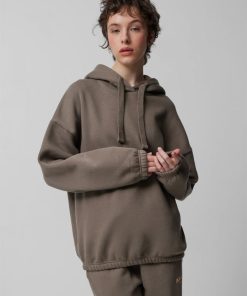 Kobieta OUTHORN Bluzy Oversize | Bluza Oversize Z Kapturem Damska - Khaki