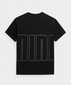 Mezczyzna OUTHORN Z Krotkim Rekawem | T-Shirt Oversize Z Nadrukiem Meski - Czarny