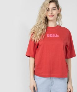 Kobieta OUTHORN Koszulki Oversize | T-Shirt Z Nadrukiem Damski - Czerwony