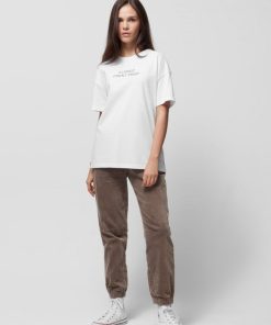 Kobieta OUTHORN Koszulki Oversize | T-Shirt Oversize Z Nadrukiem Damski - Bialy