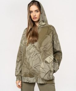 Kobieta OUTHORN Bluzy Oversize | Bluza Oversize Z Kapturem Damska - Oliwkowa/Khaki