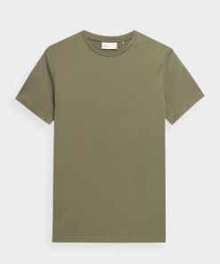 Mezczyzna OUTHORN Z Krotkim Rekawem | T-Shirt Gladki Meski - Oliwkowy/Khaki