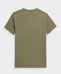 Mezczyzna OUTHORN Z Krotkim Rekawem | T-Shirt Gladki Meski - Oliwkowy/Khaki