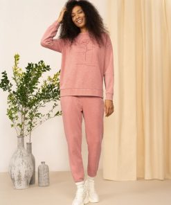 Kobieta OUTHORN Bluzy Oversize | Bluza Oversize Acid Wash Damska - Rozowa